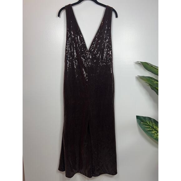 New Anthropologie Line & Dot Sequins Wide Leg Jumpsuit M Elegant Glam Holiday - Picture 2 of 12